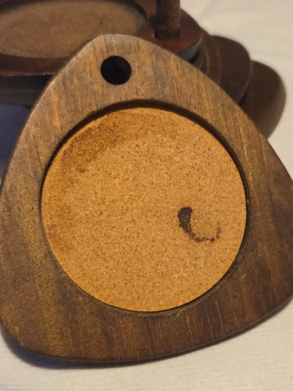 7 Piece Mid Century Wooden Teardrop Coaster Set